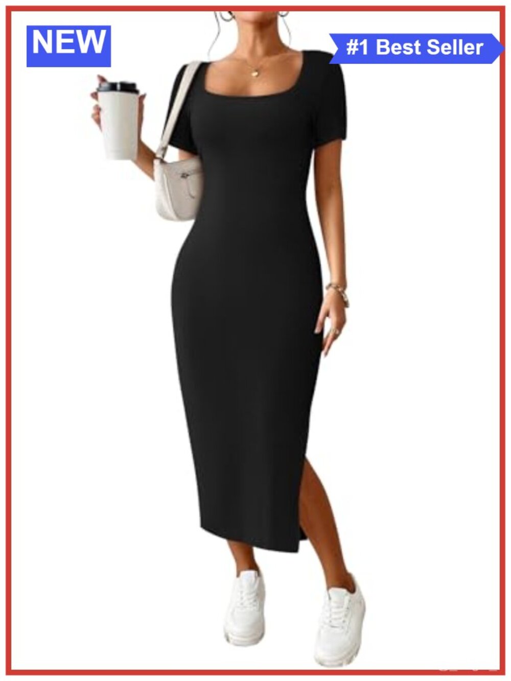 Womens Ribbed Knit Bodycon Maxi Dress Short Sleeve High Slit Casual Summer